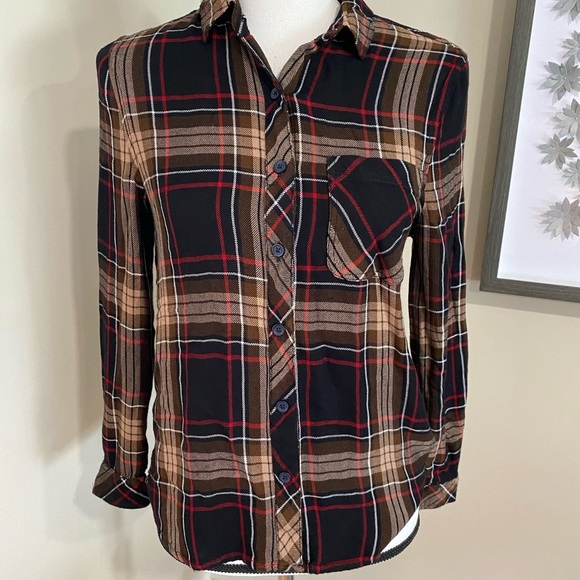 Beach Lunch Lounge Collection plaid Blouse - Picture 1 of 8